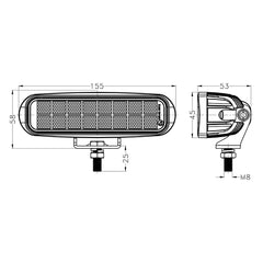 LED Machine Work Light|6''16W|PC Lens|Wide Flood|12V 24V DC