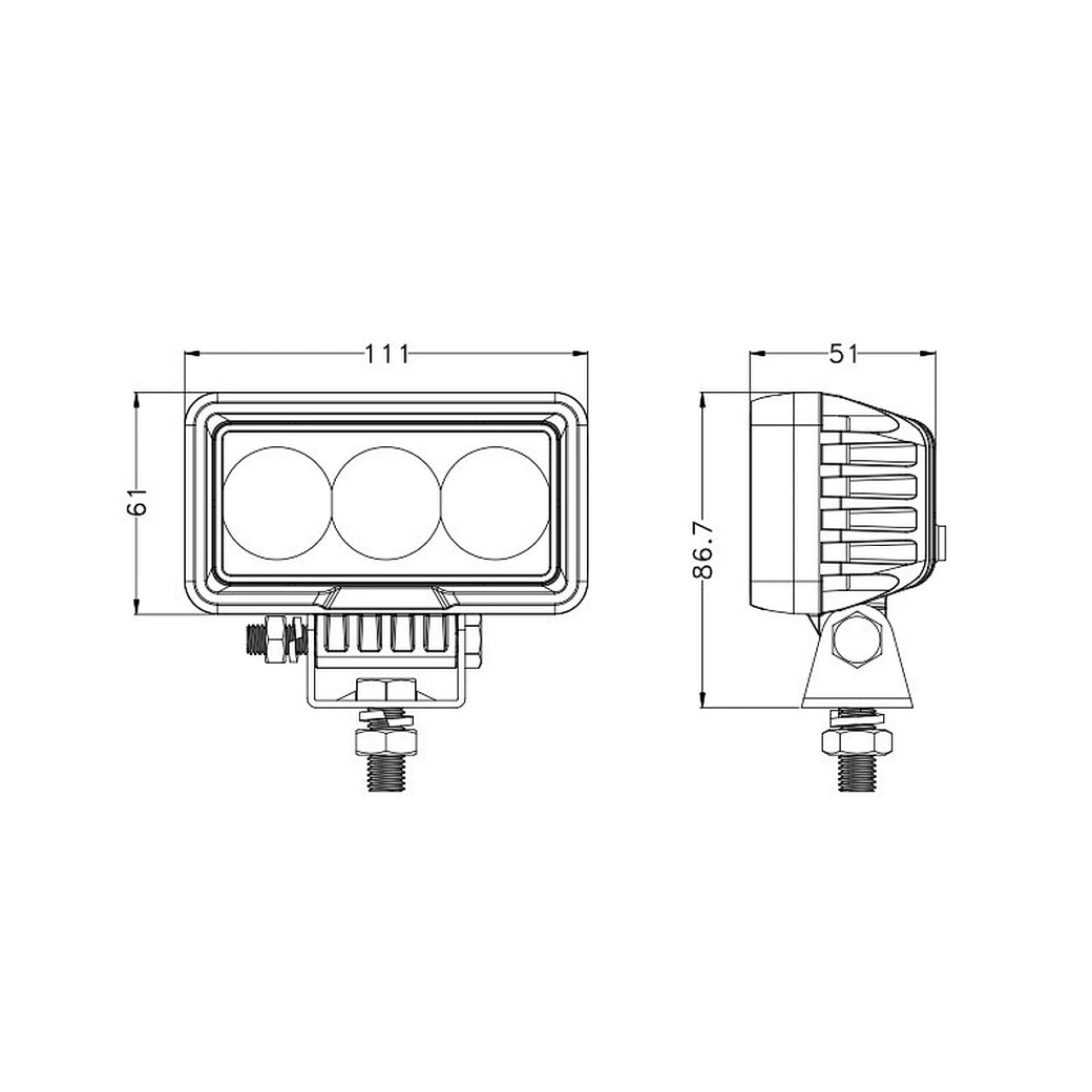 4.3 inch 30W Rectangle LED Work Light EMC CISPR 25 CLASS 4