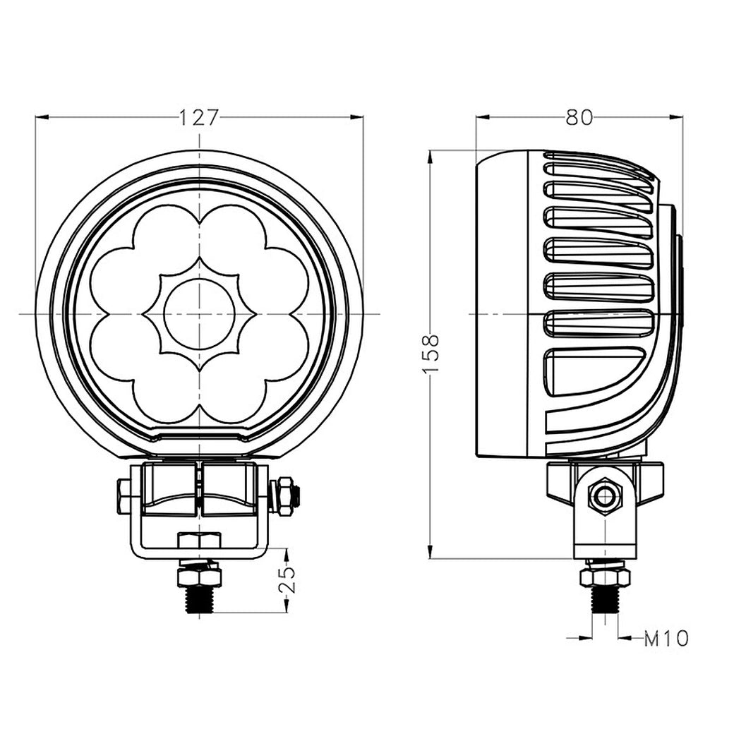 Tractor Light|5''90W|PC Lens|Flood,Spot|12V 24V DC|360 Rotation