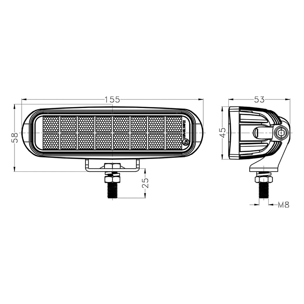 LED Machine Work Light|6''16W|PC Lens|Wide Flood|12V 24V DC